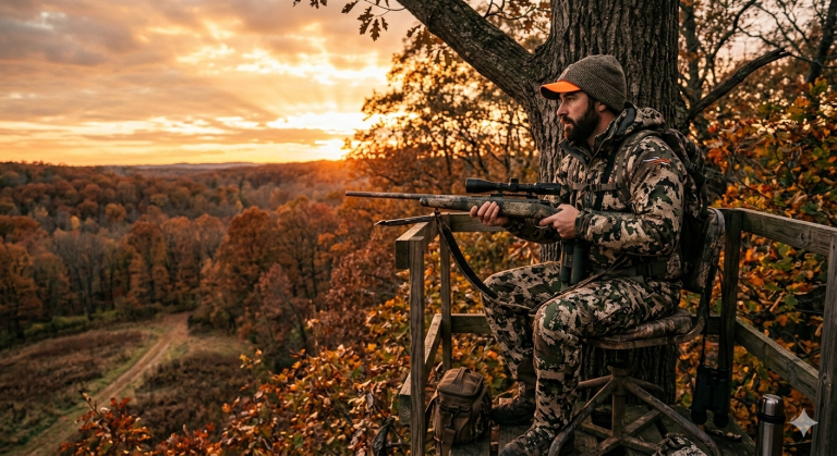 Outdoor field notes and hunting gear illustration